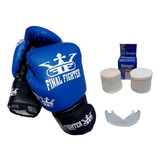 Combo Kit Guantes Vendas Protector Bucal Boxeo Kick Boxing