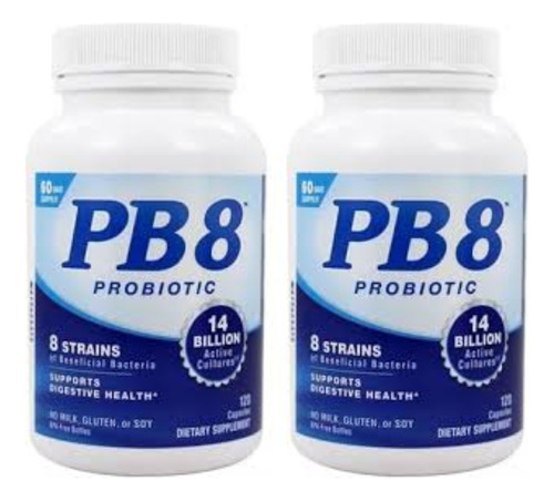 2 Frascos Probiótico Pb8 120 Caps Saúde Digestiva 14 Bilhões