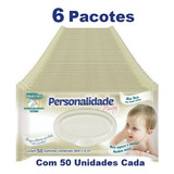 Kit 6 Pacotes Lenço Umedecido Personalidade Baby Com 50 Un