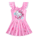 Hellokitty Traje De Baño Vestido Niñas Playa Linda Moda