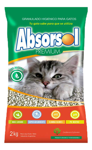 Absorsol Premium 3,6 Kg Sin Perfume Piedras Sanitaria 