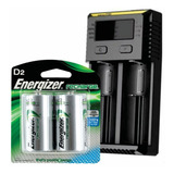 Kit Cargador Con 2 Baterias Energizer Tipo D Recargables