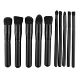 Set 10 Brochas Maquillaje Kabuki Gugus Makeup Profesional Color Negro