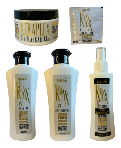 Kit Bellissima Keraplex Shampoo Acond Mascara Spray Reforzad