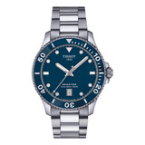 Reloj Unisex Tissot T120.410.11.041.00 Seastar Color De La Correa Plateado Color Del Bisel Plateado Color Del Fondo Azul