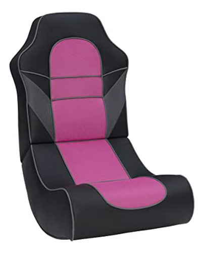 Silla Mecedora Linon De Cuero Sintético Negro Con Malla Rosa