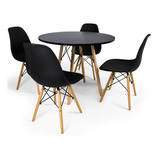 Conjunto Mesa Redonda Eiffel 90cm + 4 Cadeiras Eames Moderna