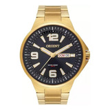 Relógio Orient Masculino Dourado Mgss1219 P2kx Cor Do Fundo Preto