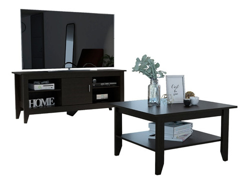 Rack Tv65 C/puerta + Mesa De Centro Essential - Wengue