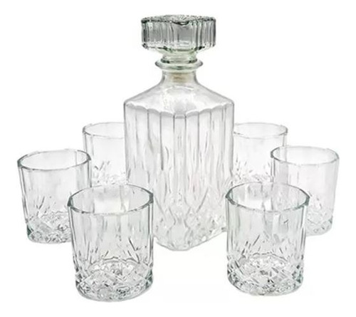 Set Decantador De Whisky + 6 Vasos Diseño Elegante