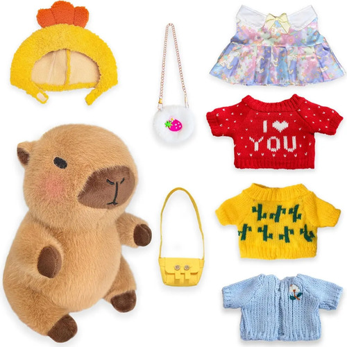 @ Peluche De Carpincho Con 7 Prendas Y Accesorios \