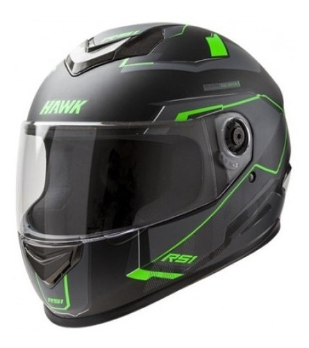 Casco Integral Hawk Rs1 Alpha Negro Verde Mate En Moto 46