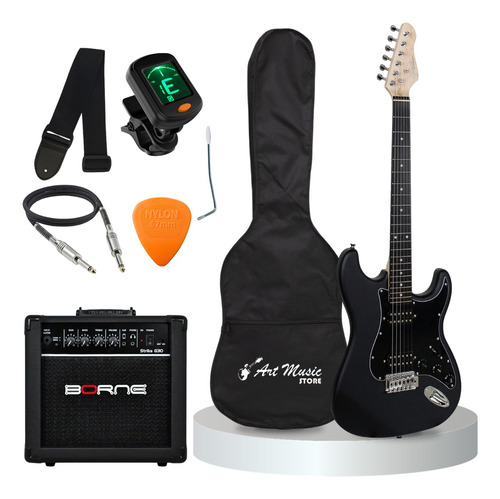Kit Guitarra Stratocaster Giannini + Capa + Amp E Acessórios
