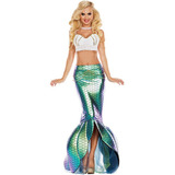 Conjunto Saia E Top Fantasia Adulto Cosplay Halloween Sereia