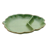 Folha Lyor Banana Leaf De Ceramica Verde 26,5cm X 20cm X 4cm