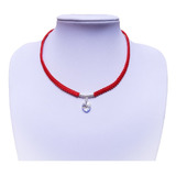 Collar Corazón Swarovski 10mm Plata 925 Hilo Seda Chino