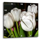 3drose Dpp__1 Reloj De Pared Con Tulipanes De Jardín Blanco,