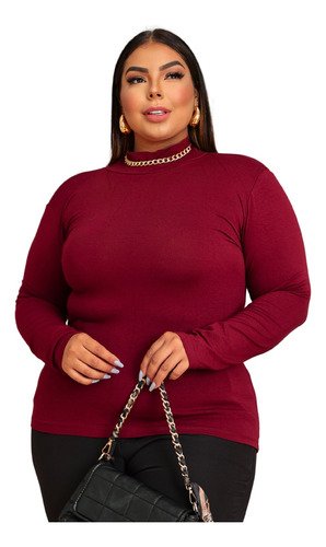 Blusa Feminina Cacharrel Manga Longa Segunda Pele Plus Size