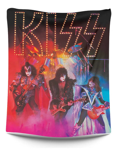 Cobija Frazada Kiss Banda Rock 200x 150cm Flanel