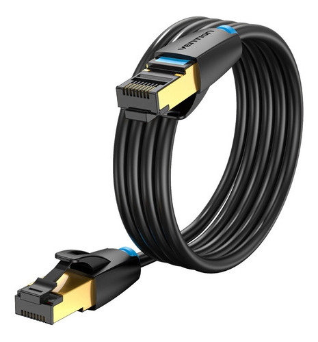 Cable De Red  Par Trenzado Sftpvention Cat 8 Color Negro