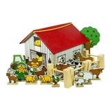 Casita De Granja Maqueta De Madera Didáctico, Con 20 Pzs. 