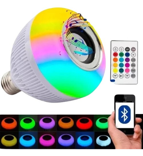 Lampada Musical Caixa De Som Bluetooth Led Rgb Com Controle