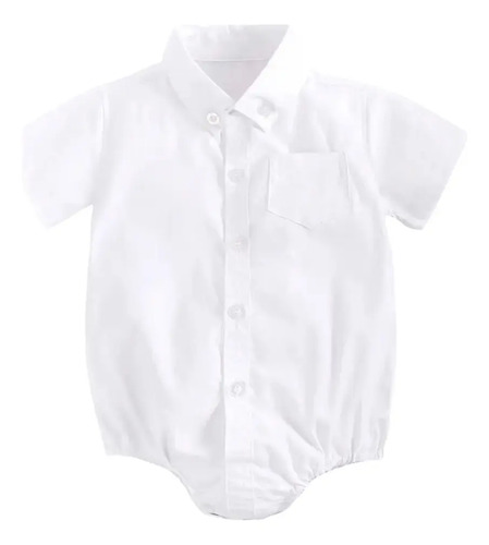 Pañalero Mameluco Tipo Camisa, Manga Corta, Blanco