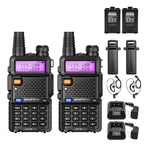 Kit Handies X 4u Baofeng Uv5r Bi Banda Recargable Uhf Vhf Color Negro