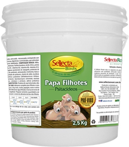 Raçao Papa Filhotes Psitacideos Sellecta Balde 2,5 Kg