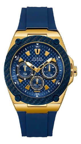 Reloj Guess Legacy U1049g9 Pulso Azul Caja Dorada 45mm