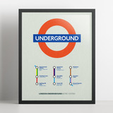 Cuadro 40x50 Cartel Metro Londres Underground / C/vidrio