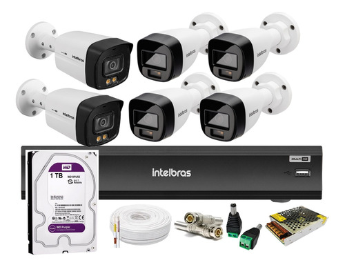 Kit 6 Cam Intelbras Fullcolor 3240/ 1220, Dvr 8ch, Purple 1t