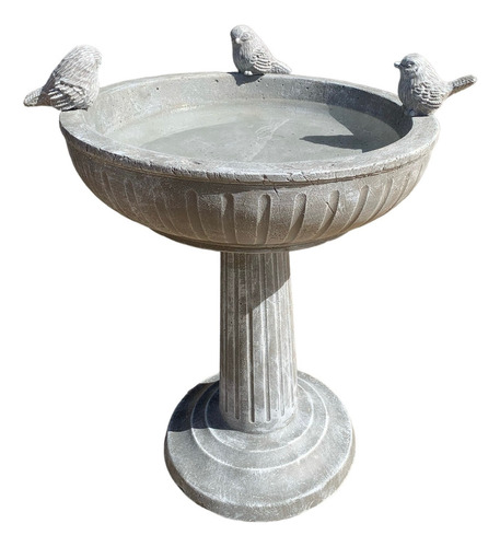 Fuente De Agua Bebedero Pájaros Con Pedestal Hormigón45x52cm