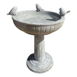 Fuente De Agua Bebedero Pájaros Con Pedestal Hormigón45x52cm
