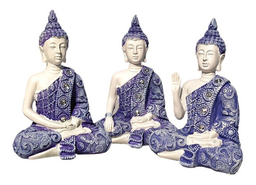 Buda Trio Branco E Azul + Brinde