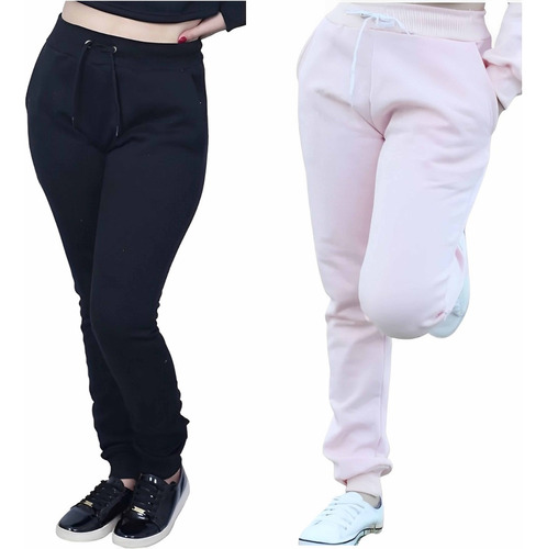 Kit 2 Calça Moletom Feminina Frio Promoção Envio Rápido