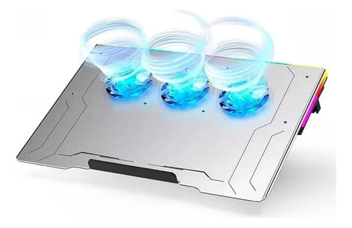 Base Suporte Notebook Alumínio 3 Cooler Fans Rgb Ajustável 