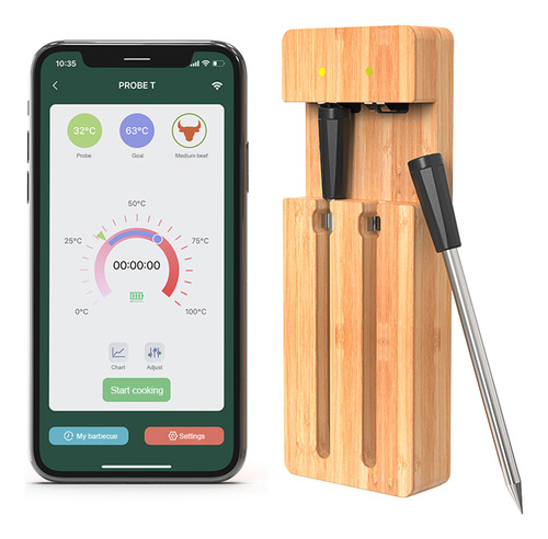 Termómetro De Barbacoa Para Carne, Alcance Inalámbrico, Sond