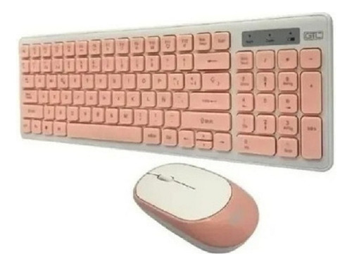 Combo Kit Teclado Y Mouse Inalambrico Gtc Cbg-017 Rosa