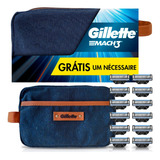 Kit Carga Aparelho Barbear Gillette Mach3 12un + Nécessaire