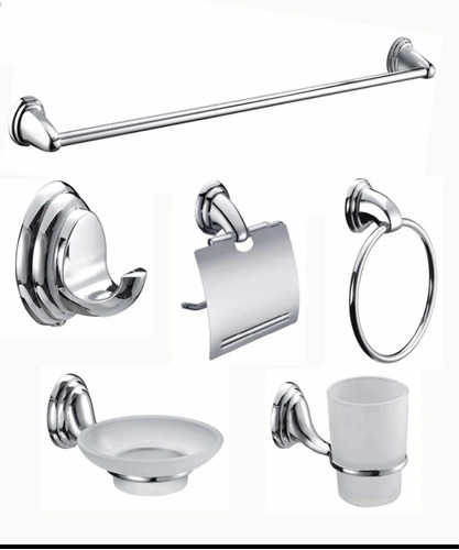 Accesorios De Baño , Set De 6 Piezas , Acero Inoxidable