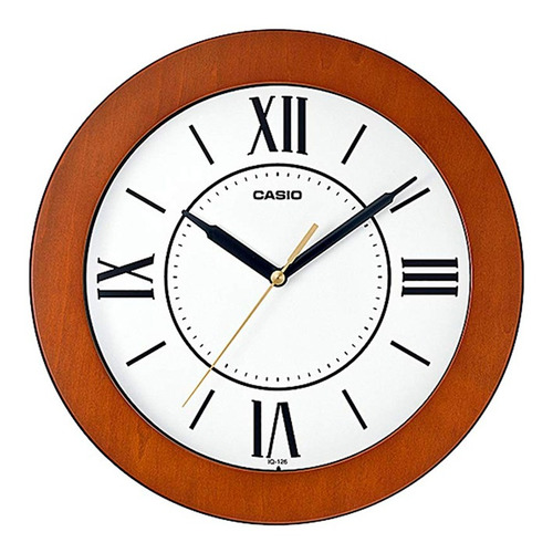 Reloj Casio Pared Iq-126-5bdf 100% Original Color De La Estructura Madera Color Del Fondo Blanco
