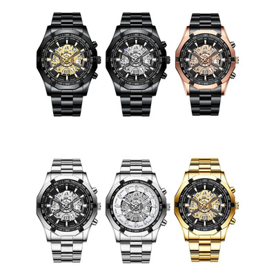 6 Relojes Correa Acero Luminoso Hombre Regalo Cumpleaños M