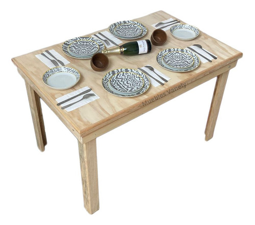 Mesa De Comedor 80x124 Cm Para 6 Sillas Madera Natural