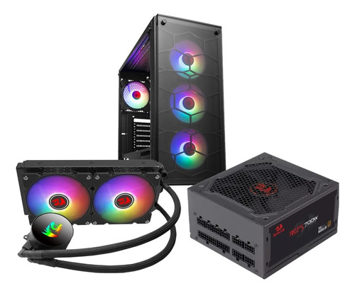 Combo Gabinete Negro Abanicos Rgb, Fuente 700w, Cooler Agua