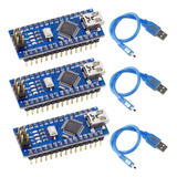 3 Piezas Nano Placa Compatible Con Ide Arduino + Cable Usb