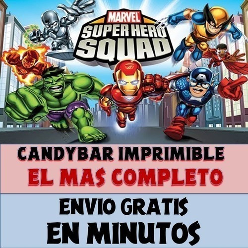 Kit Imprimible Candy Bar Super Héroes Squad Mas Completo