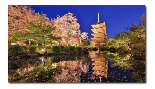 Cuadro Decorativo Japón Pagoda Jardín Paisaje Canvas 140x78