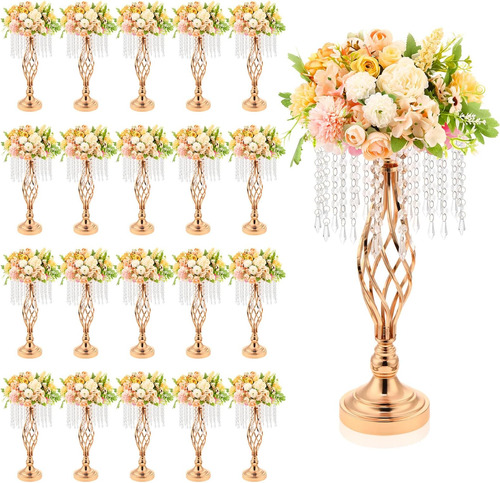 Wesiti 20 Piezas Soporte De Flores De Cristal Dorado Elegant