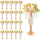 Wesiti 20 Piezas Soporte De Flores De Cristal Dorado Elegant